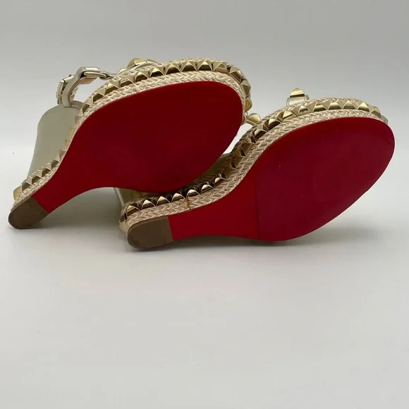 (SOLD) Christian Louboutin Cataclou 140 Nappa Silk Wedge's (1160975)- Size 40 EU - Picture 12 of 14
